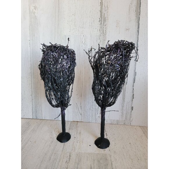 Dept 56 glitter tree black Halloween village accessory set scary - Picture 6 of 8